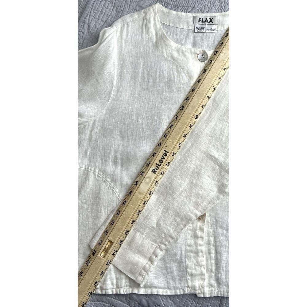 FLAX Linen Jacket Top Large Ivory Mother of Pearl Buttons LagenLook Lithuania - Picture 11 of 11